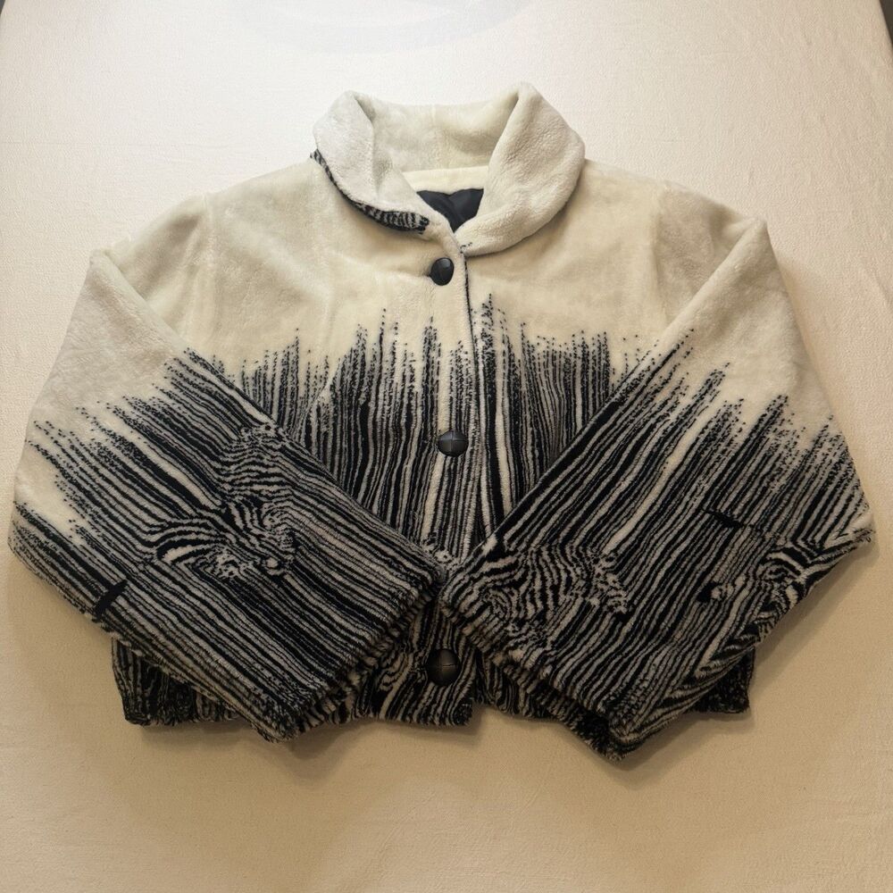 Denali Black & White Soft fleece Zebra Themed Coat Unisex Cold Winter Fur Size L